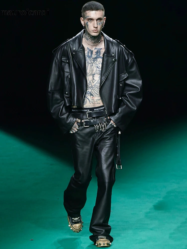 Oversized Black PU Leather Biker Jacket by Snagg A Jacket