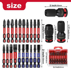 Professional Impact Square-to-Hex Bit Holder Set | 1/2", 3/8" & 1/4" Quick-Release Adapters