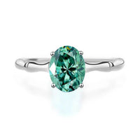 2ct Teal Oval Moissanite Bamboo Ring - SnaggIt