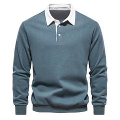Men’s Premium Polo Collar Sweatshirt | Heavyweight Cotton-Blend Smart Casual Top