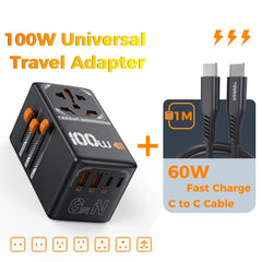 65W GaN Universal Travel Adapter with USB Type C by Snagg A Travel Adapter