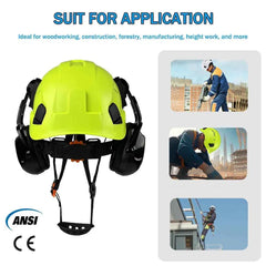 Construction safety helmet with twin visors and earmuffs – image 3