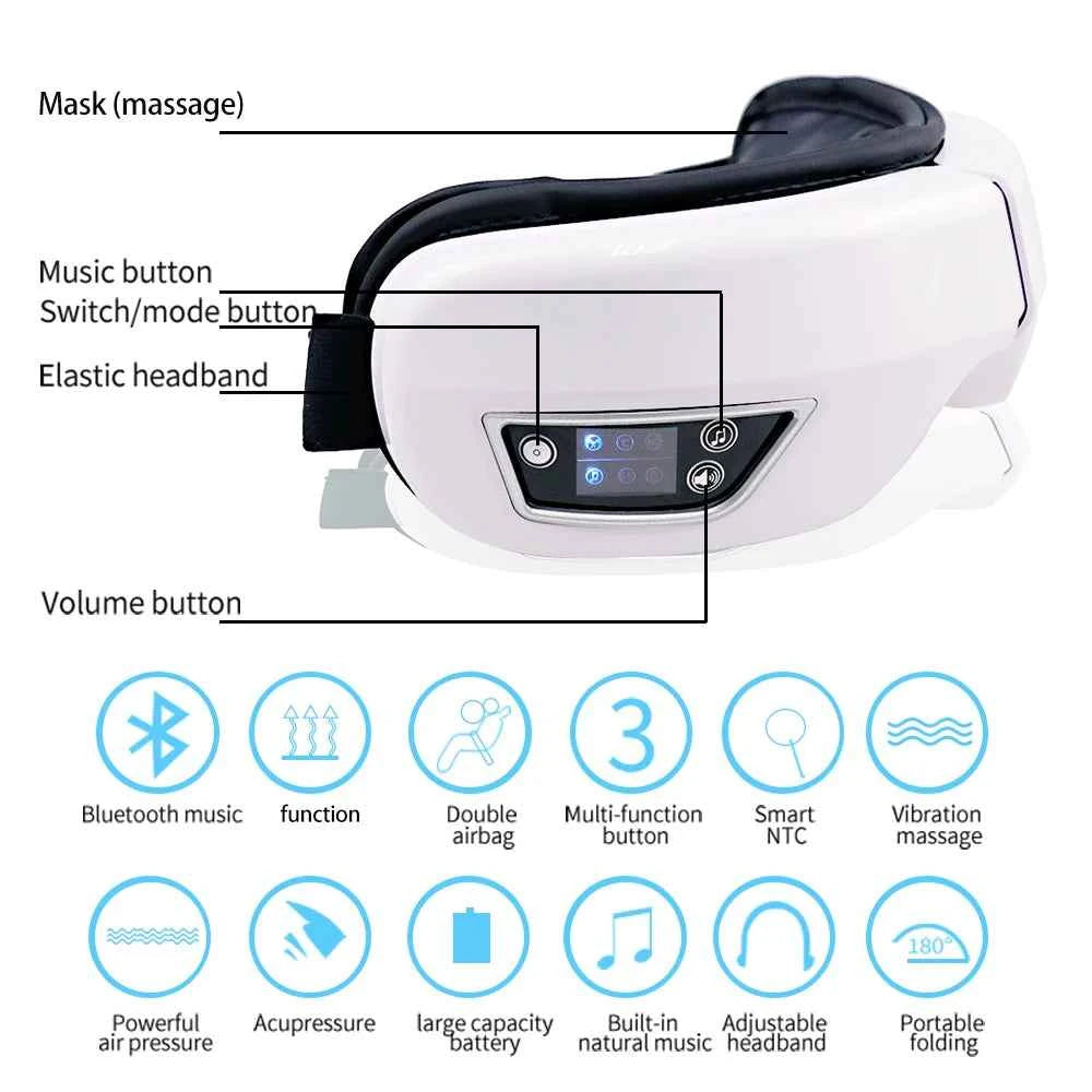 Smart Portable Airbag Eye Massager – Bluetooth Music Eye Relaxation Mask