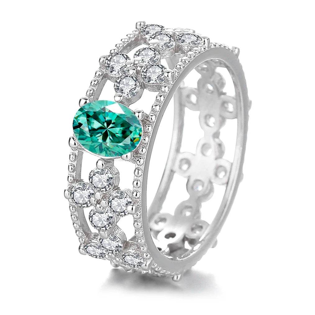 1ct Teal Oval Moissanite Ring - SnaggIt