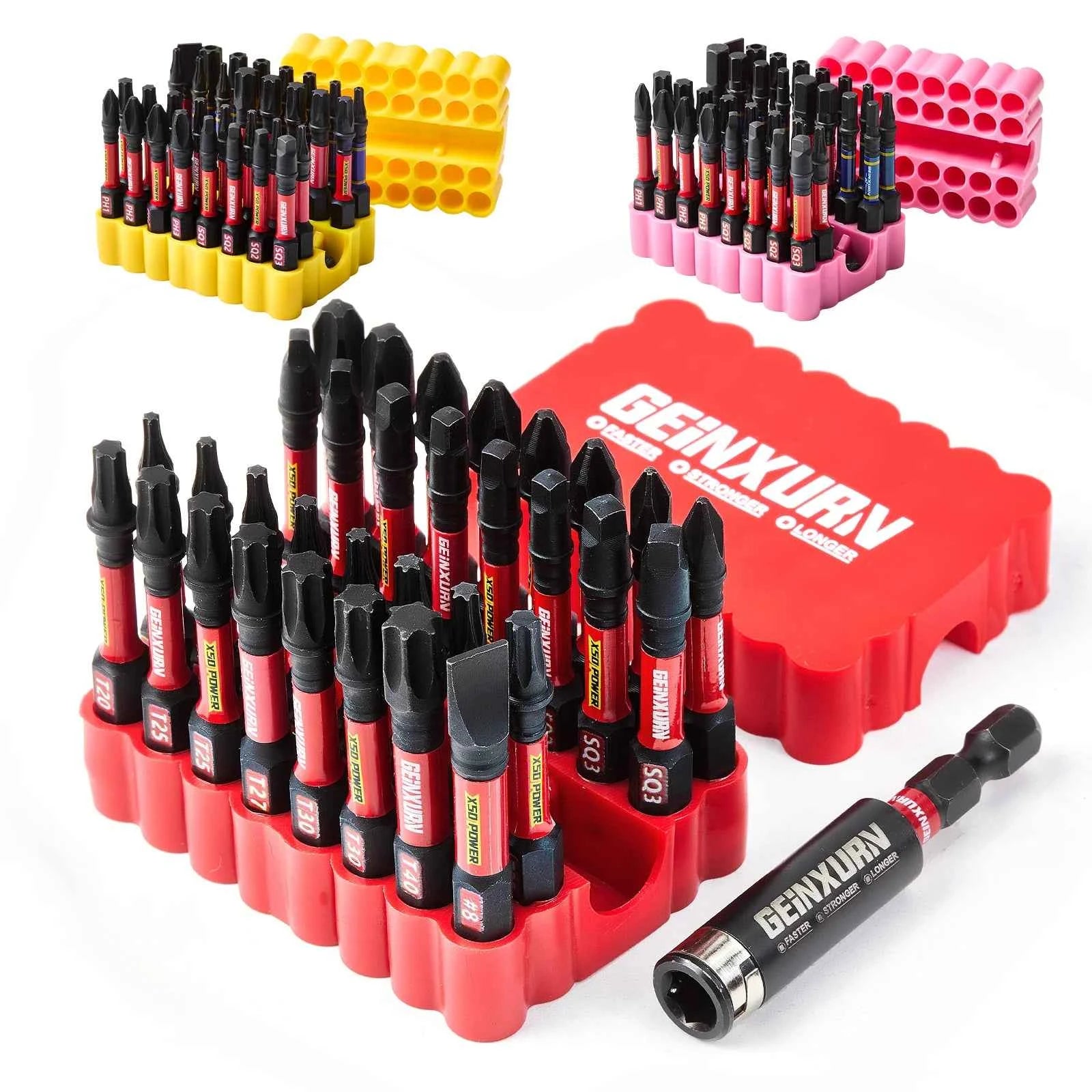 33PCS Impact Screwdriver Bits Set, 2” Magnetic (PH/SQ/Torx/Hex/Slotted) S2 Steel Bits with Bit Holder & Soft Base