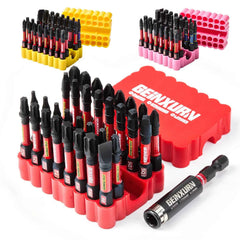 33PCS Impact Screwdriver Bits Set, 2” Magnetic (PH/SQ/Torx/Hex/Slotted) S2 Steel Bits with Bit Holder & Soft Base