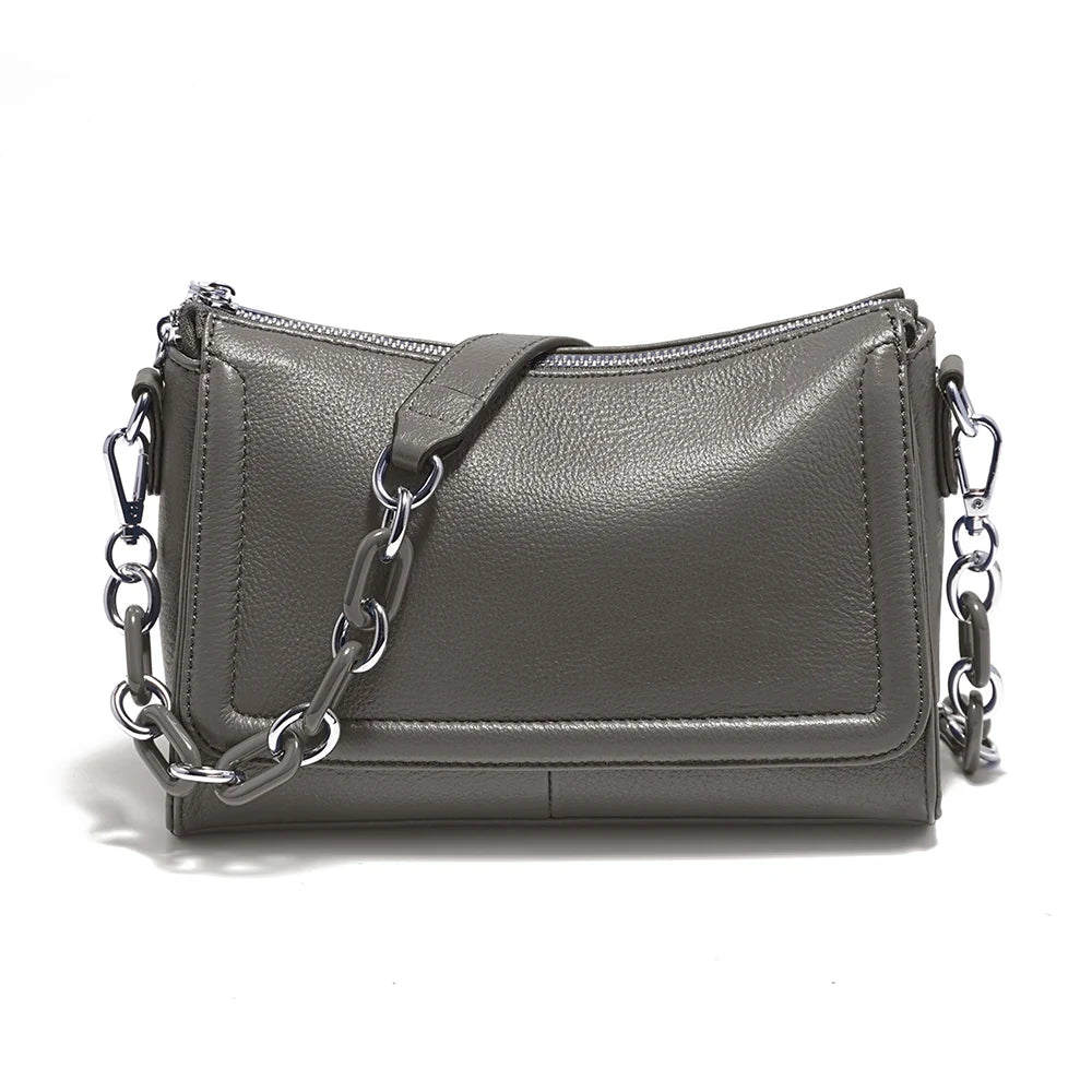Soft Leather Acrylic Chain Handbag – Luxury Small Top-Handle Underarm & Crossbody Shoulder Bag for Women