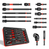 14 Pcs Impact Socket Adapter Set – Quick-Release & Magnetic Drill Bit Extensions with Swivel & Right Angle Adapters