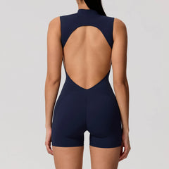 Women's Sleeveless Push-Up Butt-Lifting Yoga Bodysuit | High Stretch Gym Running Fitness Jumpsuit