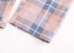 Women's Cotton Flannel Pajama Set | Plaid Long Sleeve Long Pants Loose Autumn Winter Sleepwear