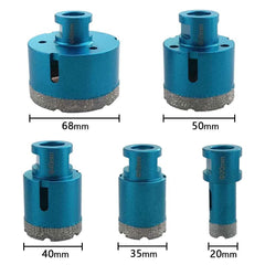 5pcs M14 Thread Dry Diamond Hole Saw Set | Brazed Core Drill Bits for Porcelain Granite Marble Tile