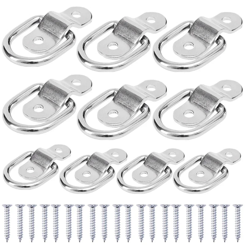 Stainless Steel D-Ring Tie Down Anchor | Lashing Ring Pull Hook for Car Boat Cargo Trailer RV Van