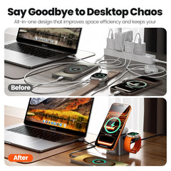 80W 6-in-1 GaN Charging Station | MagSafe 15W + PD 65W + Retractable 60W Cable Wireless Charger MacBook iPhone