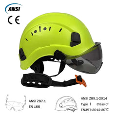 Construction safety helmet with twin visors and earmuffs – image 4