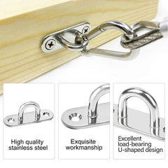 Stainless Steel Elliptical Wall Hooks | Heavy-Duty U-Shaped Eye Plates 2/5/10pcs M5–M12