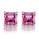Pink Square Moissanite Earrings by Snagg An Earring