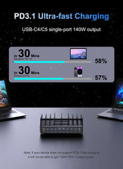 600W GaN 10-Port PD3.1 Charging Station Stand | Multi USB Fast Charger MacBook iPhone iPad Samsung Laptop