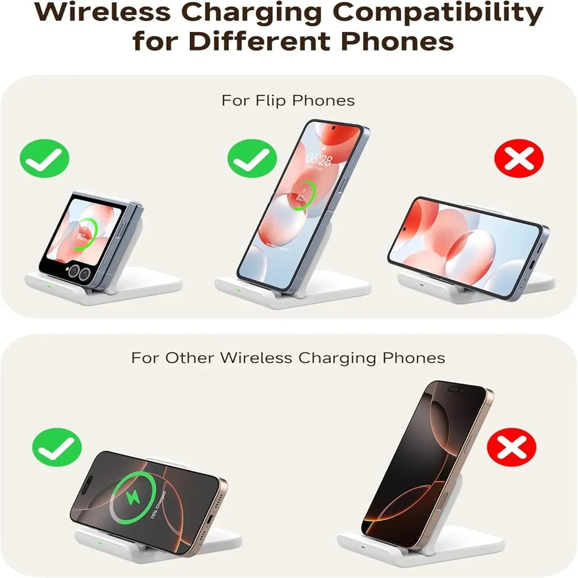Samsung Z Flip Foldable Wireless Fast Charging Stand | Galaxy S25 Z Flip 7 6 Moto Razr 50 60 Ultra