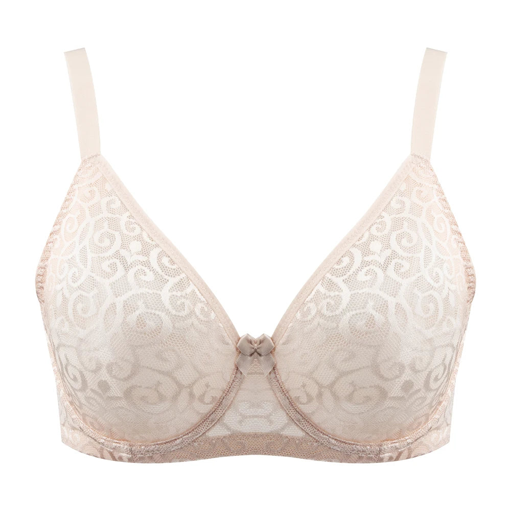 Plus Size Push Up Bra | Floral Lace Mesh Underwire Full Coverage Ultra-Thin