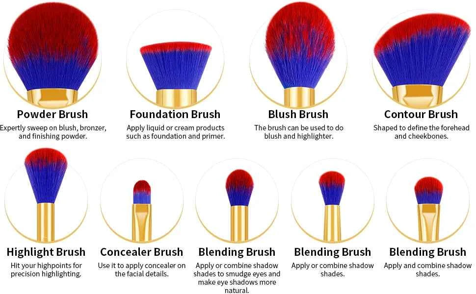 19 Piece Professional Makeup Brush Set – Egyptian Inspired Beauty Kit