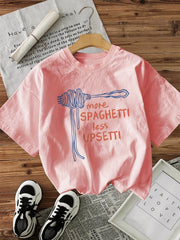 Women's "More Spaghetti Less Upsetti" T-Shirt | Y2K Style 100% Cotton Round Neck Short Sleeve Tee