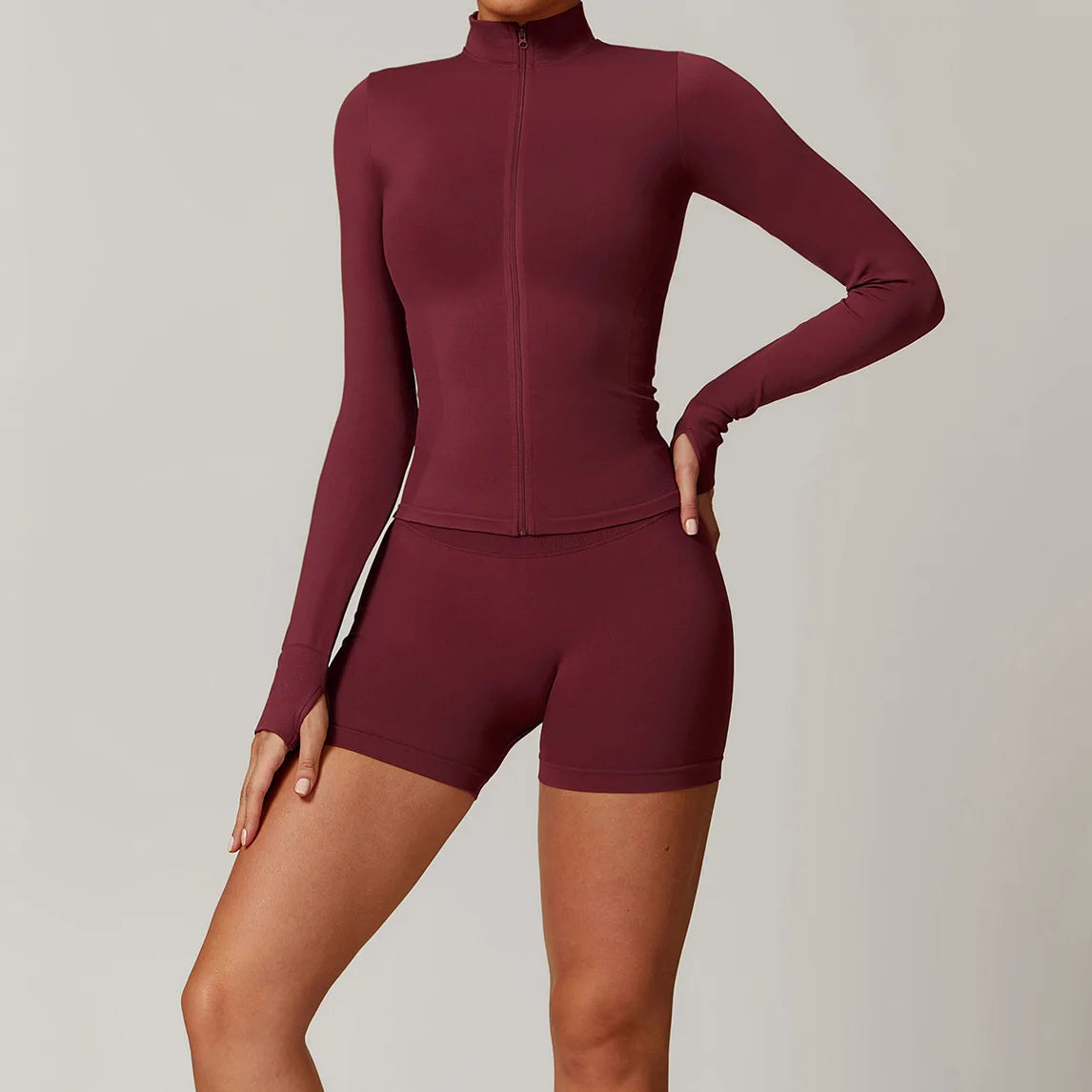 Women's Seamless Long Sleeve Yoga Set | Gym Fitness Jacket Tracksuit & Leggings Sportswear