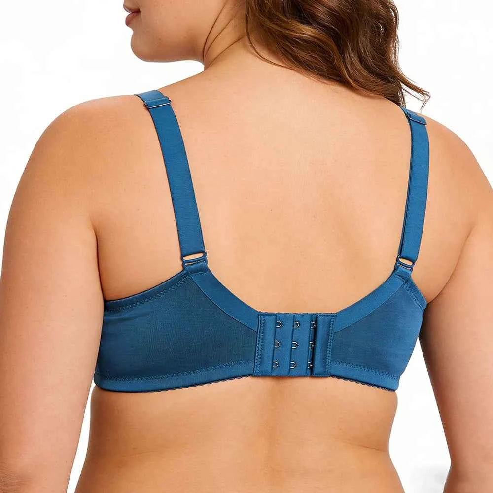 Plus Size Floral Lace Minimizer Bra | Underwire Full Coverage Non-Padded Everyday