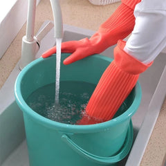 45cm Lengthen Dishwashing Cleaning Gloves Reusable Rubber Latex Kitchen Gloves Soft Comfortable Waterproof Household Clean Tool by Snagg A Gloves