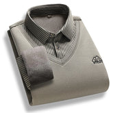 Men’s Fleece-Lined Sweater | Fashion "Fake Two-Piece" Smart Casual Pullover