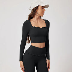 Women's 2-Piece Long Sleeve Gym Set | Quick-Dry Yoga Outdoor Sports Shirt & Leggings Sportswear