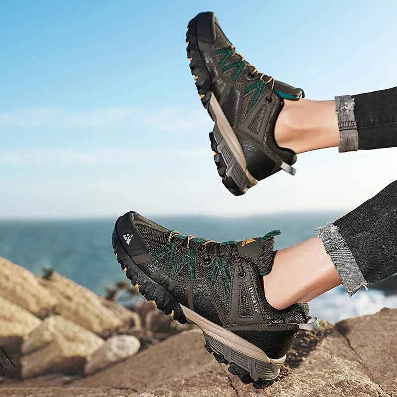 Men's Mesh & Suede Hiking Shoes – Breathable Trekking Shoes with EVA Insole & Rubber Sole
