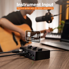 Audio Interface Mixer – 48V Phantom Power with Gain Control for XLR Condenser Microphones & Podcast Recording by Snagg An Audio Mixer