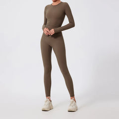 Women's 2-Piece Ultra-Soft Long Sleeve Gym Set | Sports Bra Yoga Running Workout Suit Activewear