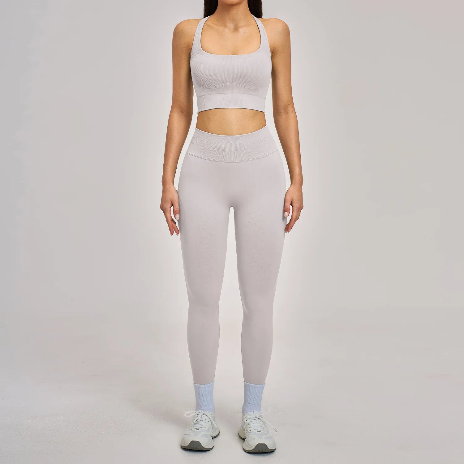 Women's 2-Piece Seamless Yoga Tracksuit | Gym Fitness Set Leggings & Sports Bra Breathable Activewear