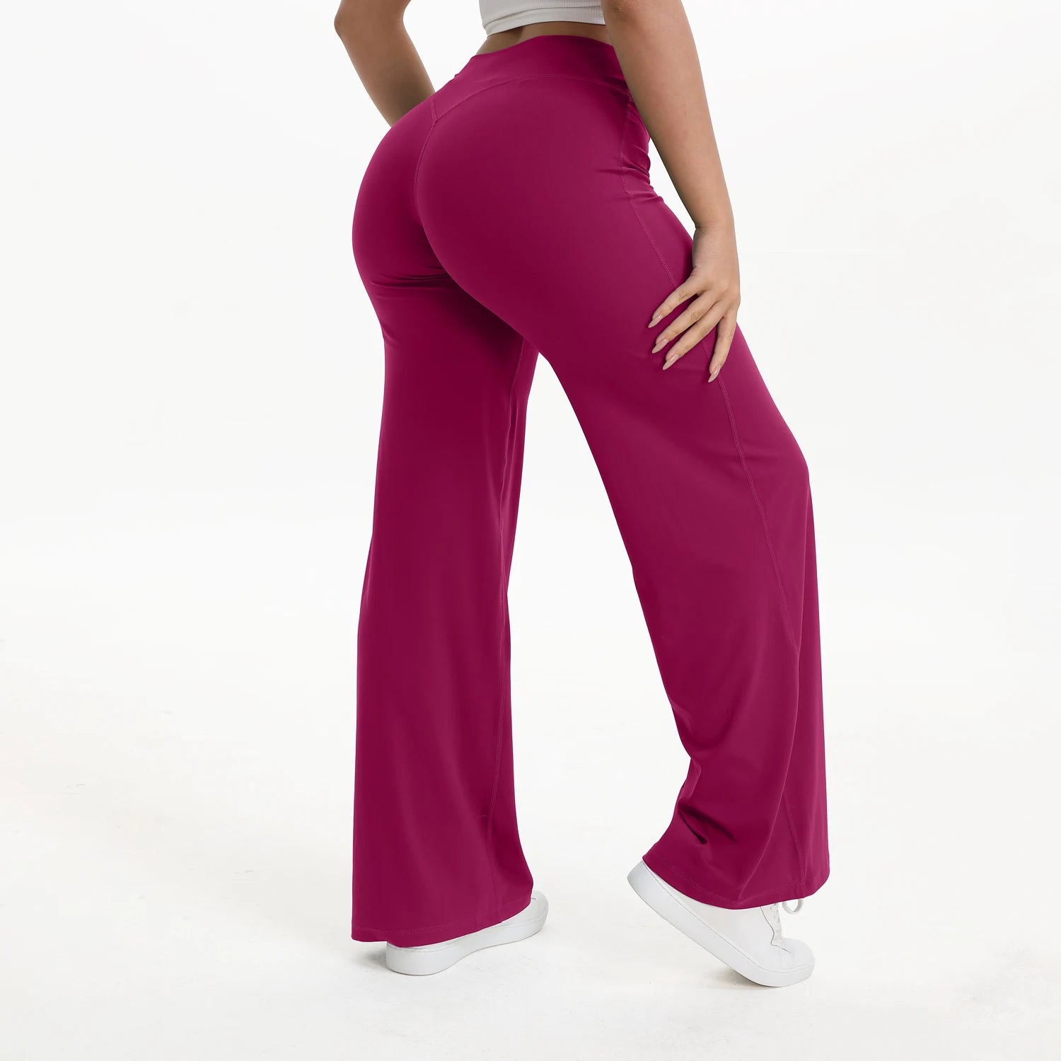 Women's Straight Leg Yoga Pants | Mid-Waist Naked-Feel Pilates Running Gym Leggings Sports Trousers