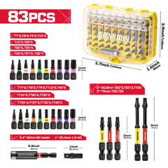 83 Pcs Magnetic Driver Bit Set – Phillips, Slotted, Torx, Hex & Pozi with Socket Adapter and Storage Case
