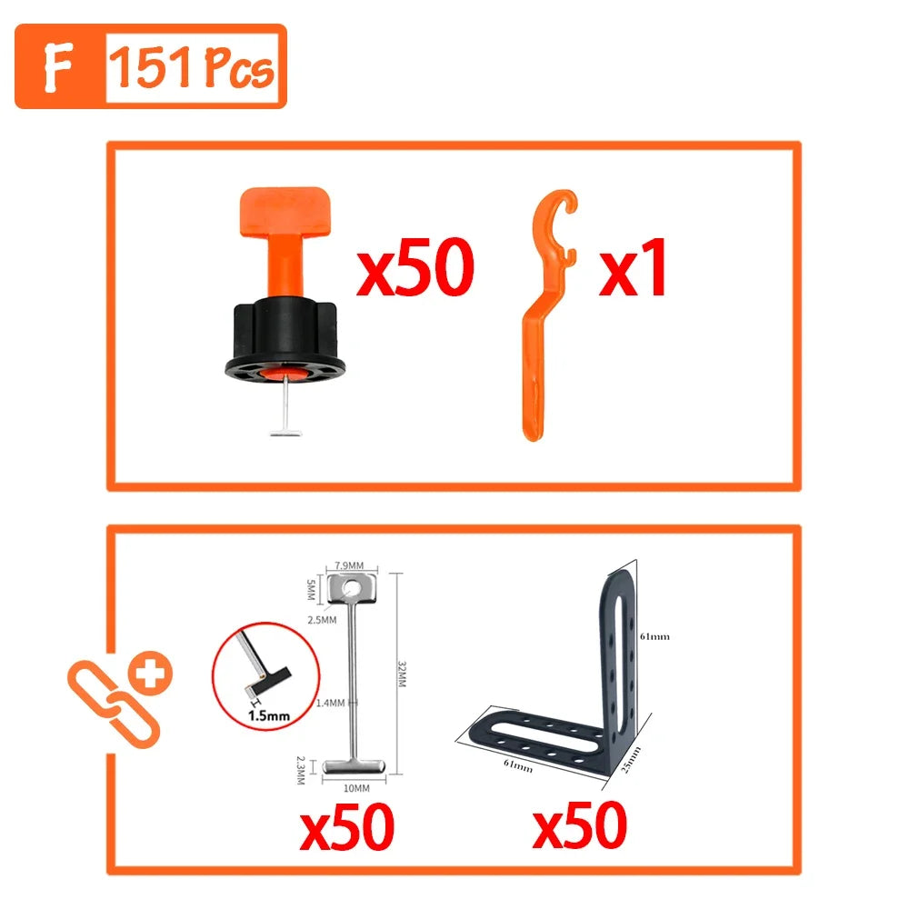 Tile Leveling System Kit 51–402pcs | Floor & Wall Tile Clips Spacers Leveler for Porcelain Ceramic
