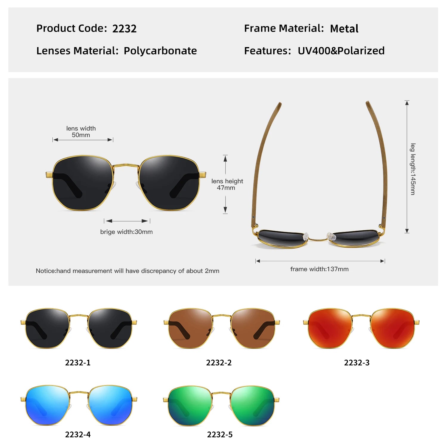 Metal & Bamboo Pilot Sunglasses by Snagg It Sunglasses