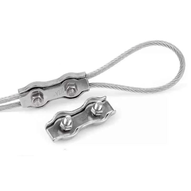 Waterproof Stainless Steel Wire Rope Clips M2–M6 | Single/Double Grip Cable Clamps Chuck Lock 1–5pcs