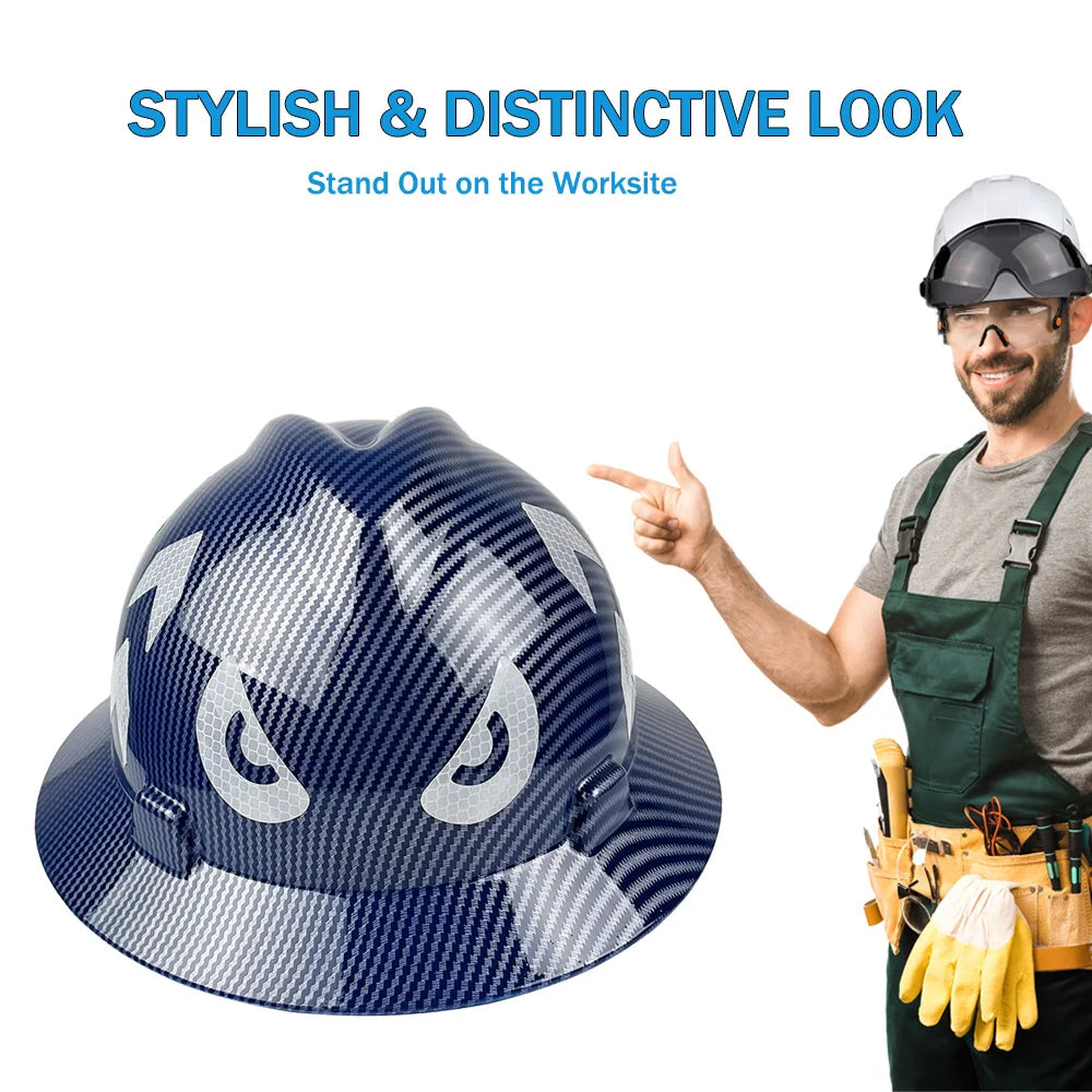 Full brim construction safety helmet with reflective stickers – image 6