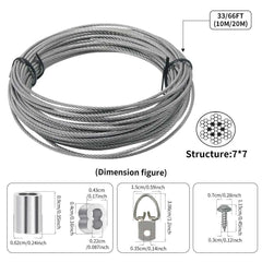 1.5mm 304 Stainless Steel Cable Suspension Kit | Picture Frame Hanging Wire Rope with Hardware