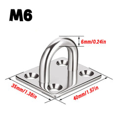 304 Stainless Steel Heavy-Duty Ceiling Hook | U-Shaped Square Gasket Hook for Yoga Hammock Bracket
