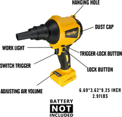 High Volume Cordless Compressed Air Duster - 50,000 RPM Brushless Motor & Multi Function Inflator
