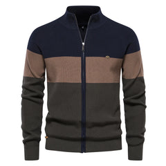 Men’s Patchwork Cotton Cardigan | Premium Full-Zip Autumn/Winter Sweater