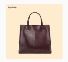 Genuine Leather Oil Wax Tote Bag – Large Capacity Vintage Shoulder & Crossbody Shopper for Women