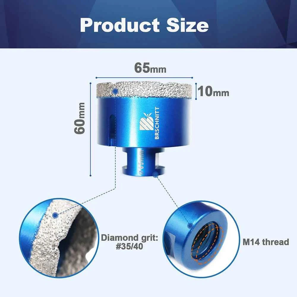 Vacuum Brazed Diamond Core Drill Bit & Heavy Duty Hole Saw for Granite, Porcelain, and Ceramic