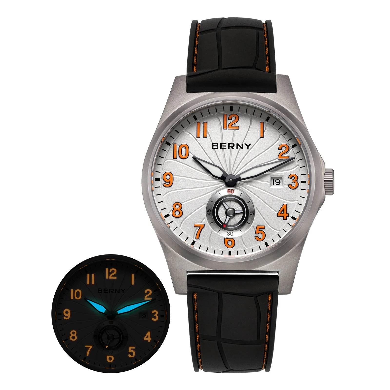 BERNY Titanium Automatic Watch – Fluororubber Strap | Seagull ST1731 | 10ATM Waterproof - SnaggIt