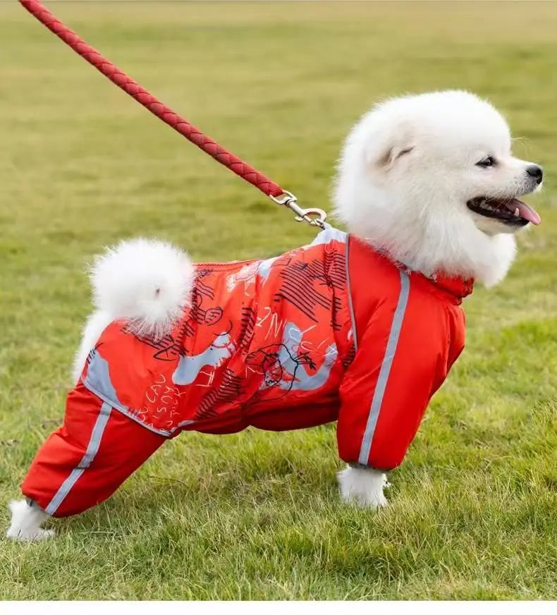 Puffer Dog Snow Suit – Full-Cover Belly Winter Overalls for Small Dogs (Boy & Girl)