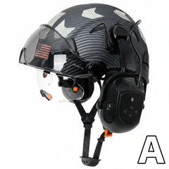 Safety Helmet With Bluetooth Earmuffs Double Visors Reflective Stickers by Snagg A Safety Helmet