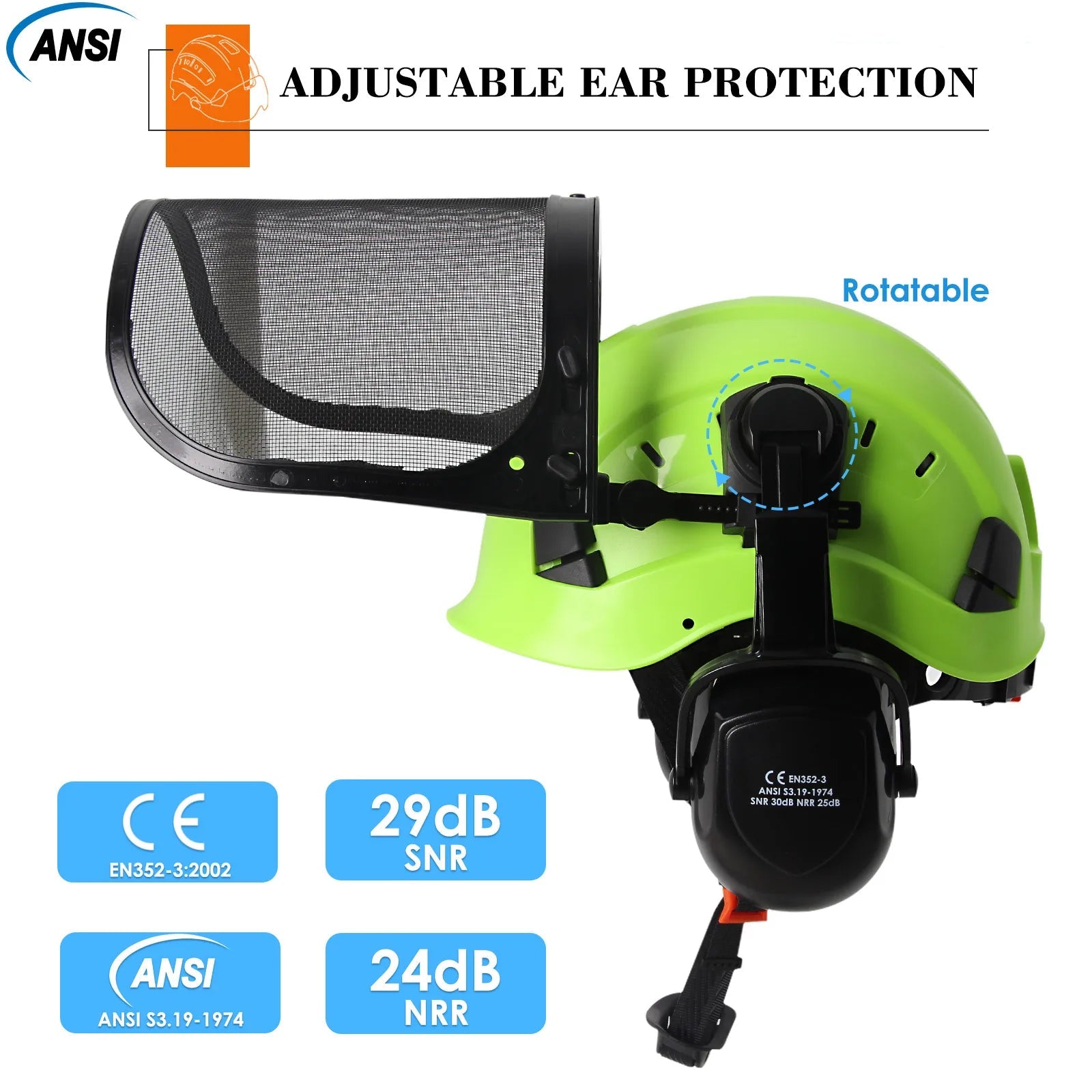 Forestry Safety Helmet With Earmuffs Face Shield by Snagg A Safety Helmet